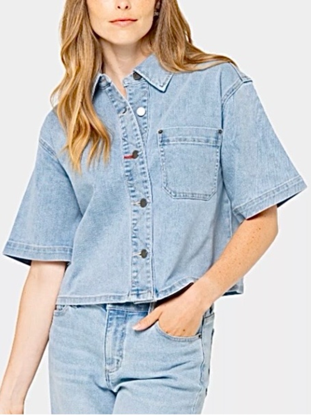 Peace Love World Short-Sleeve Denim Jacket